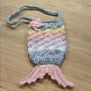 Crochet Mermaid Tail Bag with Flower Accent